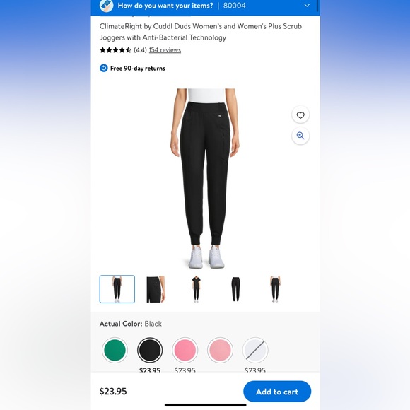 Cuddl Duds Black Jogger Scrub Pants - Picture 1 of 4